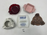 5 misc -  3 sided birds - mcm ruby red glass - mcm shawnee #409 - rockford il american bank - resin
