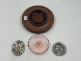 Large wood ashtray - glass tray - New york - algarve portuga