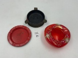 Jones barber shop freeport il - large brass shell ashtray - red amythest glass