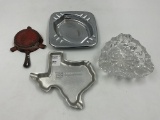 4 misc - Mcm chrome tray - mcm cut glass - greenville system - texas - cast iron skillet rock falls