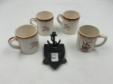 4 coffee cups ADV - naval cast anchor