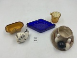 Iowa bathtub - camel blue ashtray - lahaina maui - glass bucket