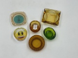 6 glass amber ash trays