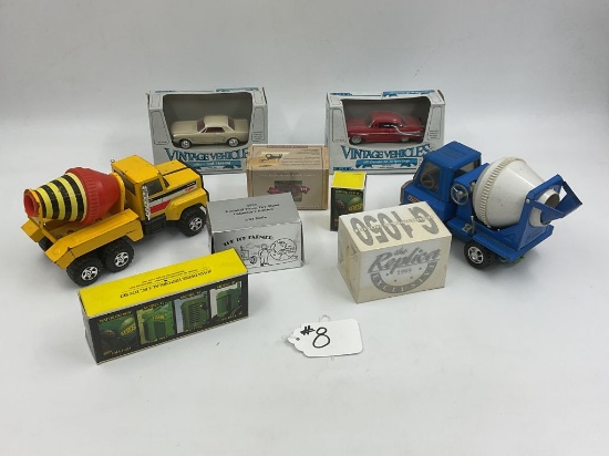 Misc, Cement trucks, ERTL cars, 1990 farm toy