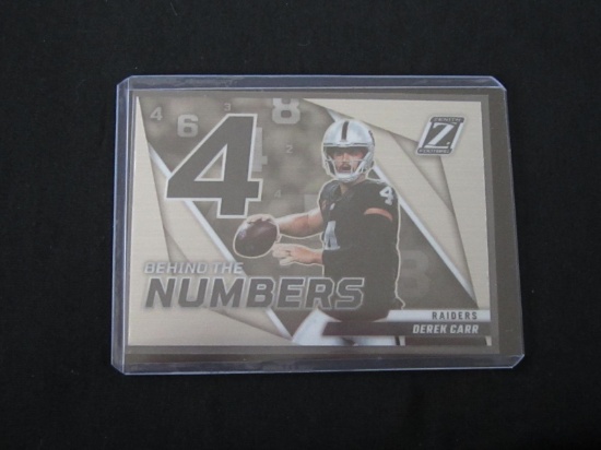 2022 ZENITH PRIZM DEREK CARR BEHIND THE NUMBERS