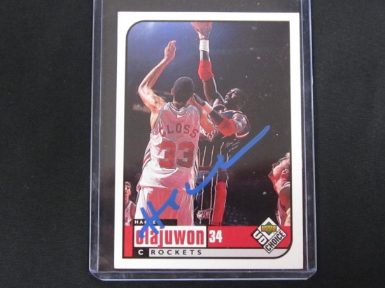 HAKEEM OLAJUWON SIGNED TRADING CARD WITH FSG COA