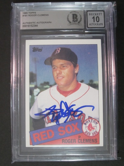 1985 Topps #181 Rogers Clemens Authentic Auto Beckett 10 Auto