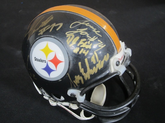 Multi Signed Pittsburgh Steelers Mini Helmet Certified