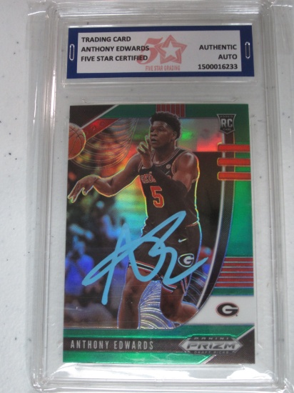 Anthony Edwards Authentic Autographed Card Five Star Graded