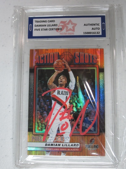Damian Lillard Authentic Autographed Card Five Star Graded