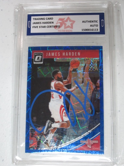 James Harden Authentic Autographed Trading Card Five Star Graded