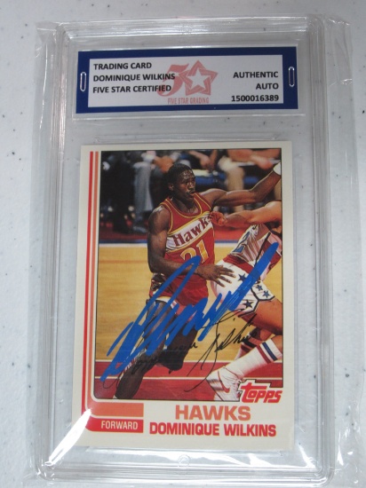 Dominique Wilkins Authentic Autographed Trading Card Five Star Graded