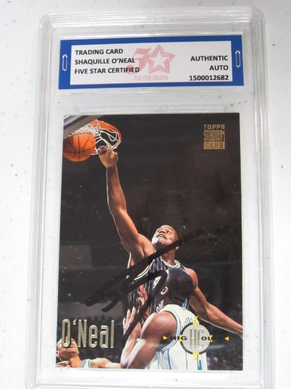Shaquille O'Neal Authentic Autographed Trading Card Five Star Graded