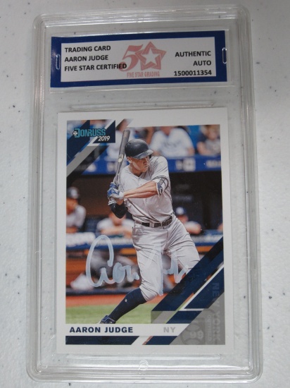 Aaron Judge Authentic Autographed Trading Card Five Star Graded
