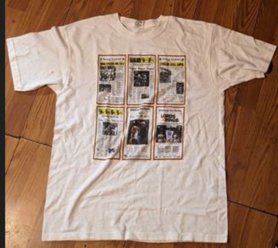 Large Pittsburgh Post Gazette steelers super bowl T-Shirt /harrison immaculate reception/cowher