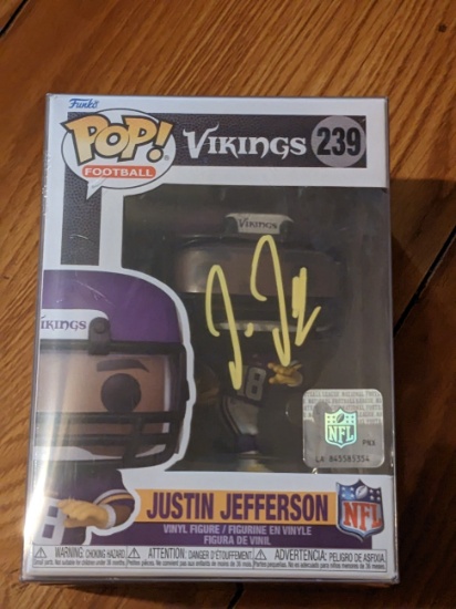Justin Jefferson autographed funko pop figure with coa