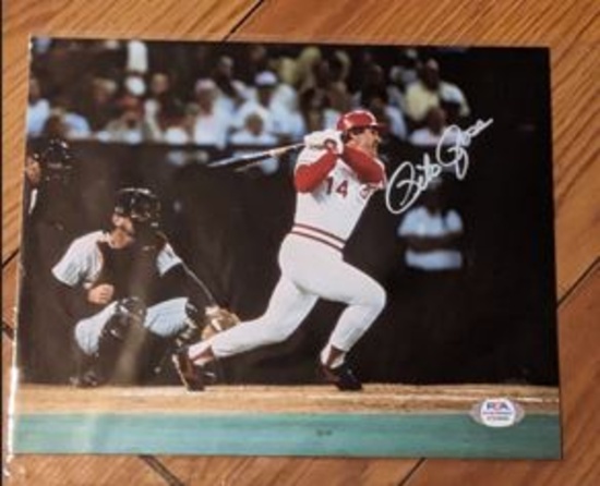 Pete Rose autographed 8x10 photo with PSA coa