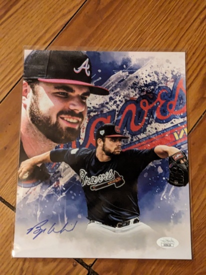 Bryse Wilson autographed 8x10 photo with JSA stamp-Sticker