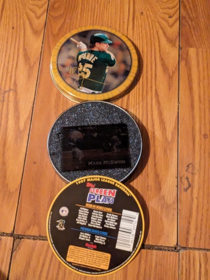 1997 Topps Screen Plays Baseball Mark McGwire Tin with Card