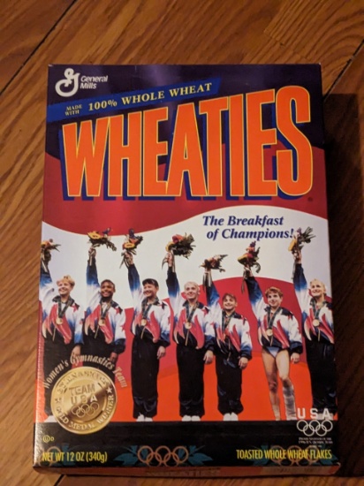Wheaties Cereal Box 1996 Olympics Women's Gymnastics Team USA Gold with Cereal, unopened