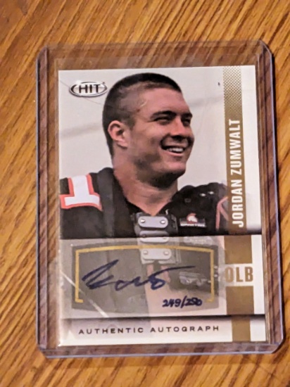 2014 Sage Hit Premier Draft High Series Jordan Zumwalt #A35 Authentic Autograph