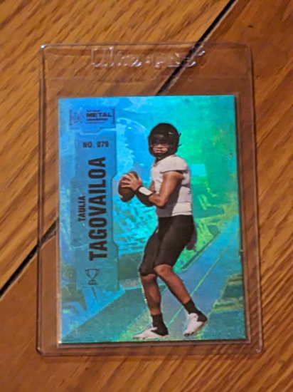 Taulia Tagovailoa Aqua Foil 2022 Skybox Metal Universe Champions