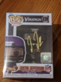 Justin Jefferson autographed funko pop figure with coa