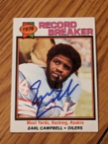Earl Campbell autographed card with coa sticker only
