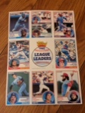 9 card uncut 1983 Topps sheets reggie jackson/carlton/bruce sutter etc