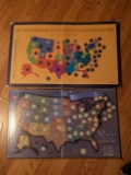 x2 Vintage united state quarter coin maps with coins but not all/ 1990's