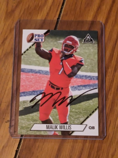 Malik Willis RC autographed card w/coa