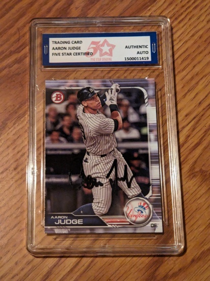 Aaron Judge auto 2019 Bowman Authenticated by Fivestar Grading Graded