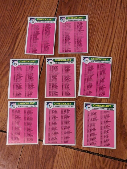 x8 lot all being CHECKLIST 606-726 UNMARKED 1979 TOPPS 79 NO 669
