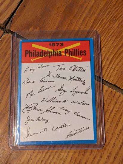 1973 Topps Baseball Blue Team Checklist Philadelphia Phillies