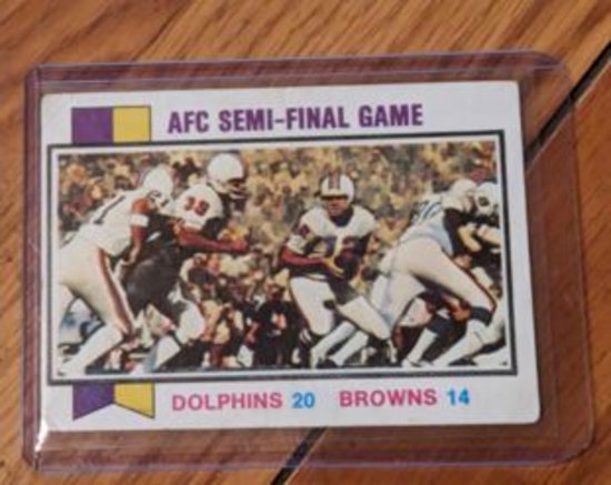 1973 Topps #136 AFC Semi-Final Game PO Miami Dolphins / Cleveland Browns