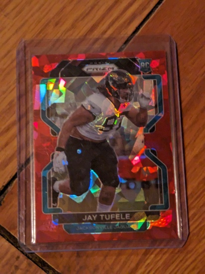2021 Panini Prizm NFL Jay Tufele RC Red Cracked Ice #440 - Jaguars