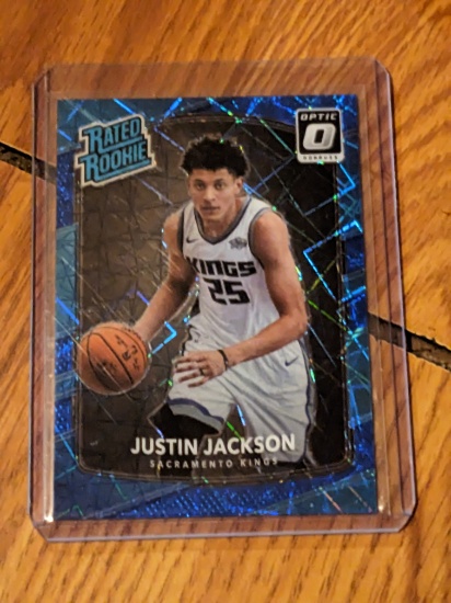 Justin Jackson 2017-18 Panini Donruss Optic Rated Rookie Blue Velocity Prizm 158