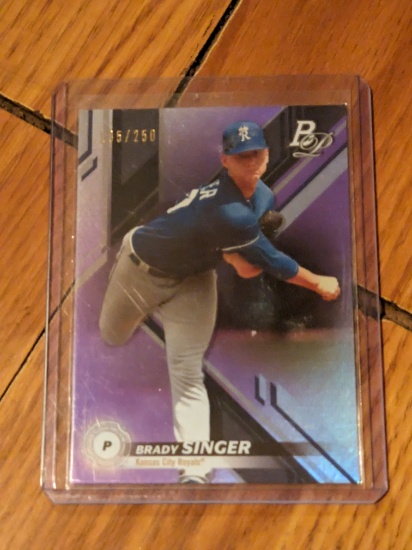 135/250 SP 2019 Bowman Platinum purple Top Prospects Auto Brady Singer #TOP-19