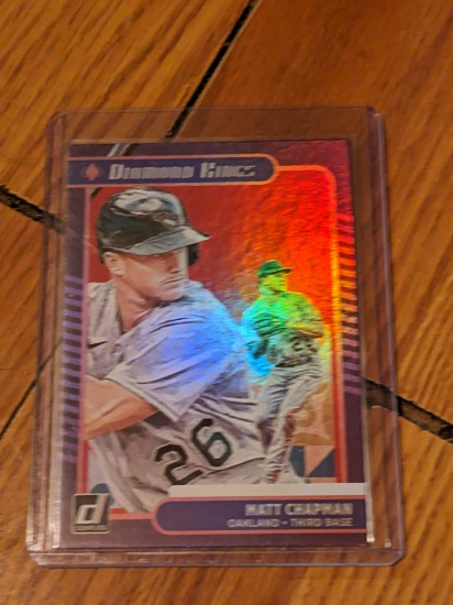 Matt Chapman 2021 Panini Donruss Diamond Kings Holo Purple #11 Oakland Athletics