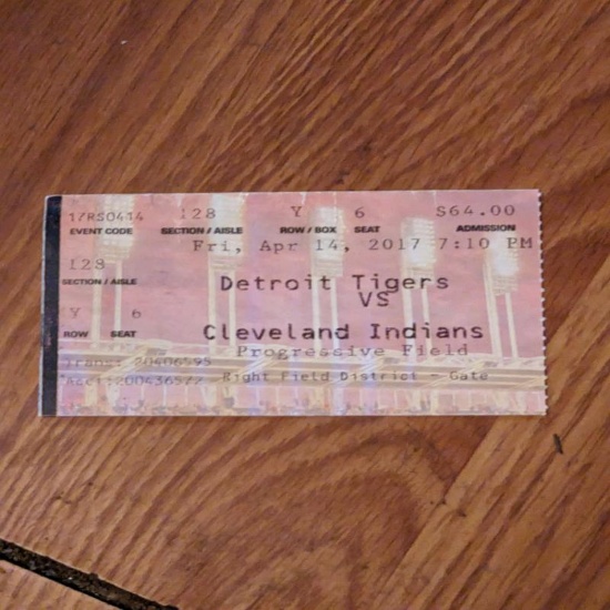 Detroit Tigers Versus Cleveland Indians progressive field ticket april 14th 2017
