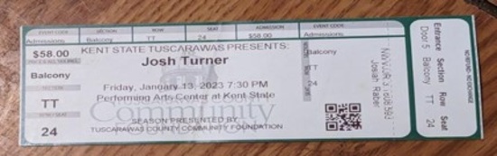 Josh Turner 2023 kent state tuscarawas ticket