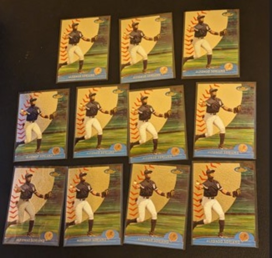x11 lot all being 2000 Topps Finest - Refractor #240 Alfonso Soriano