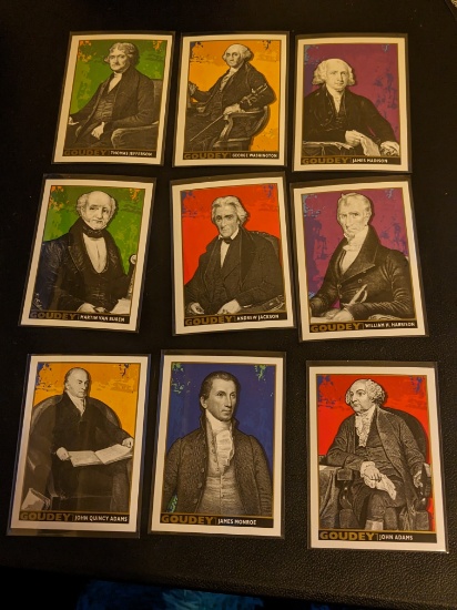 x9 presidential 2017 Upper Deck goodwin card lot with george washington,etc