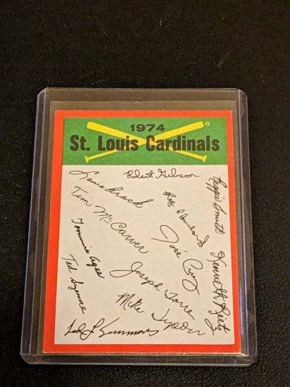 1974 Topps St. Louis Cardinals Team Red Checklist Baseball Card