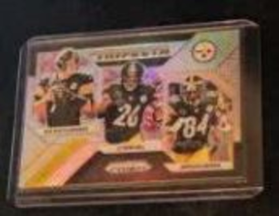 Ben Roethlisberger / Leveon Bell/ Antonio Brown 2018 Panini Prizm silver Trifecta insert card
