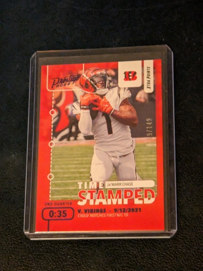 2022 Panini Prestige Football Ja'Marr Chase Time Stamped Insert #TS-9 Bengals