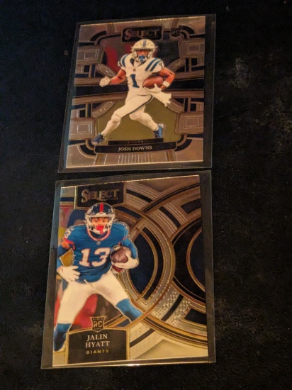x2 WR lot of Panini Select both being rookies jalin hyatt and josh downs