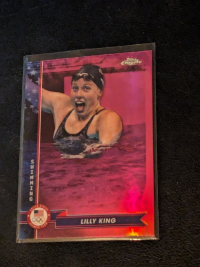 2024 Lilly King Topps Chrome Olympics PINK REFRACTOR #18 - Swimming