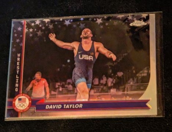 2024 Topps Chrome Olympic DAVID TAYLOR Silver Refractor Wrestling USA #162