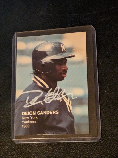 Deion Sanders autographed card w/coa